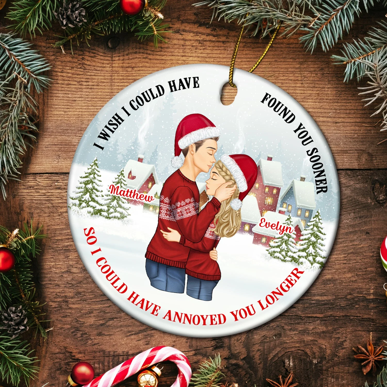 I Could Have Found You Sooner - Christmas, Gift For Couples - Personalized Circle Ceramic Ornament - Image 5