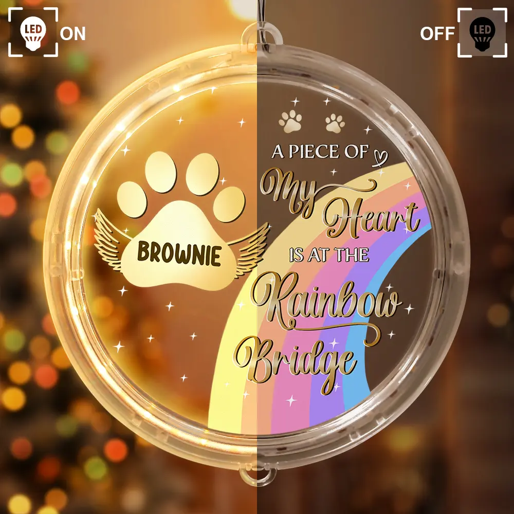I Crossed The Rainbow Bridge Memorial Pet - Personalized LED Pendant Light - Image 2