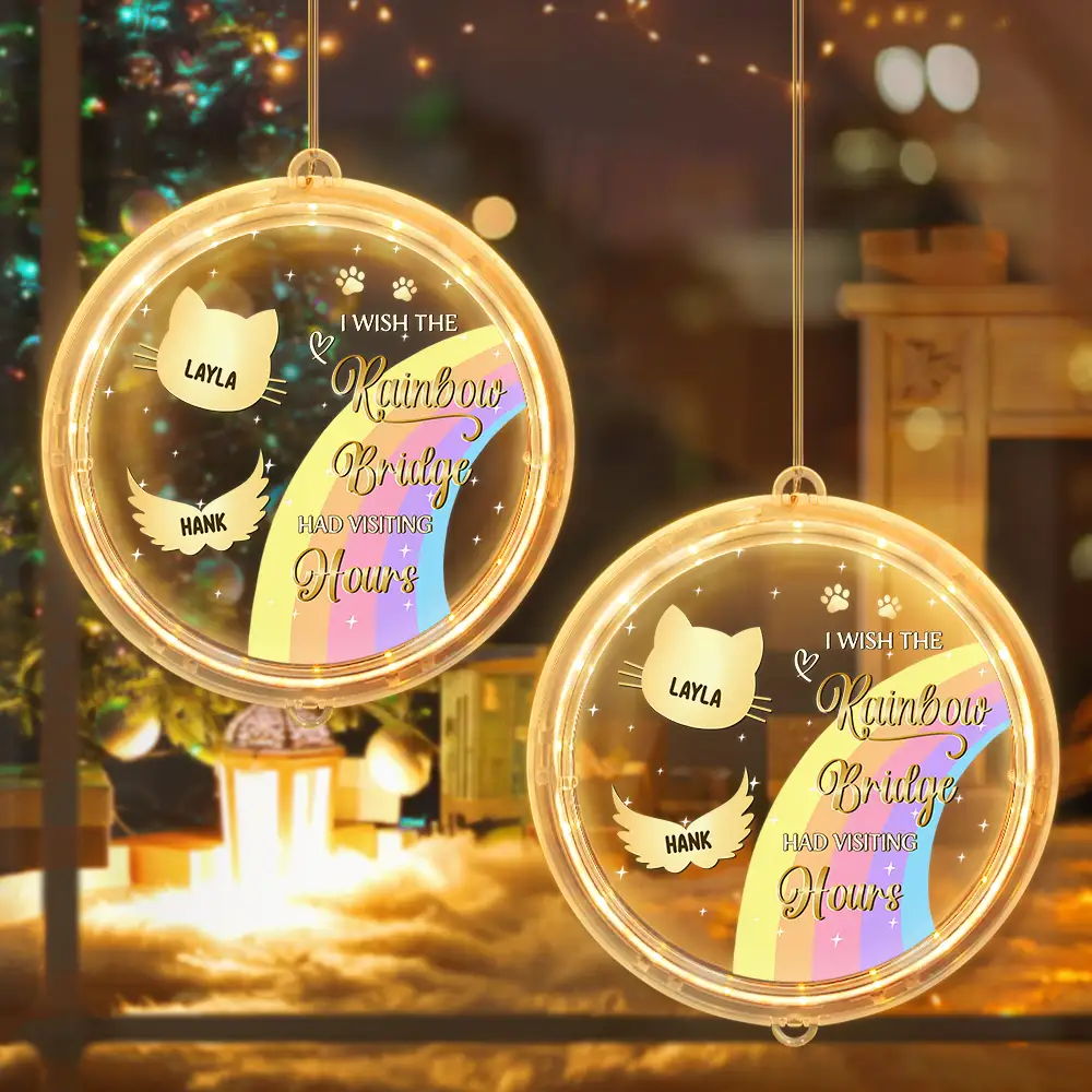 I Crossed The Rainbow Bridge Memorial Pet - Personalized LED Pendant Light - Image 4