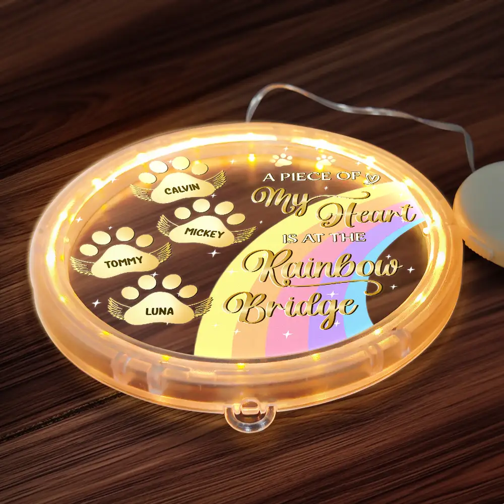 I Crossed The Rainbow Bridge Memorial Pet - Personalized LED Pendant Light - Image 5