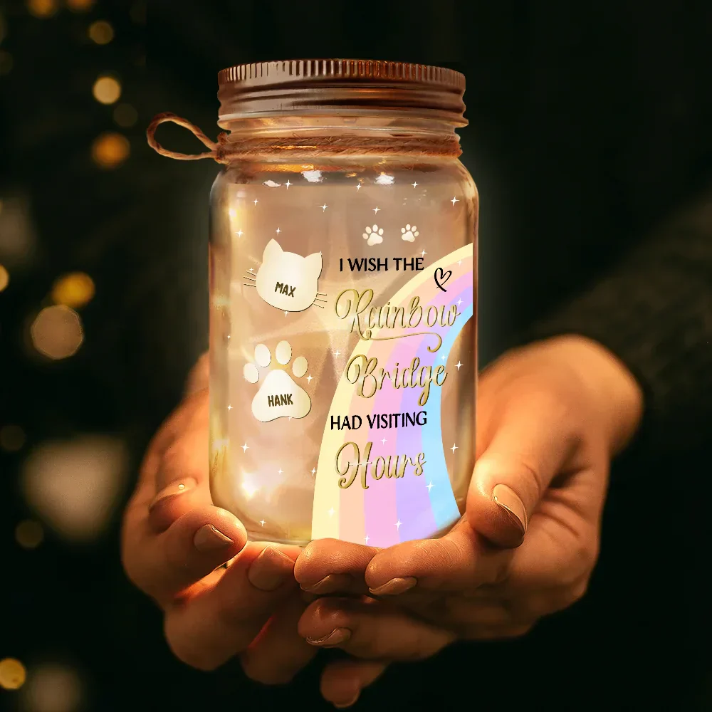 I Crossed The Rainbow Bridge Memorial Pet - Personalized Mason Jar Light - Image 3