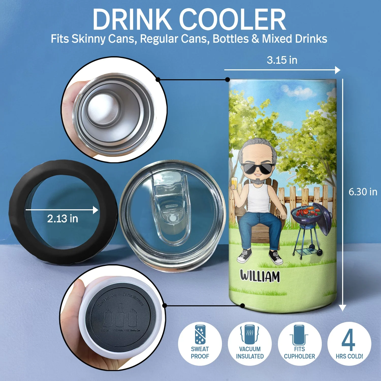 I Don't Give A Sip I'm Retired - Retirement Gift, Gift For Grandparents - Personalized Custom 4 In 1 Can Cooler Tumbler - Image 4