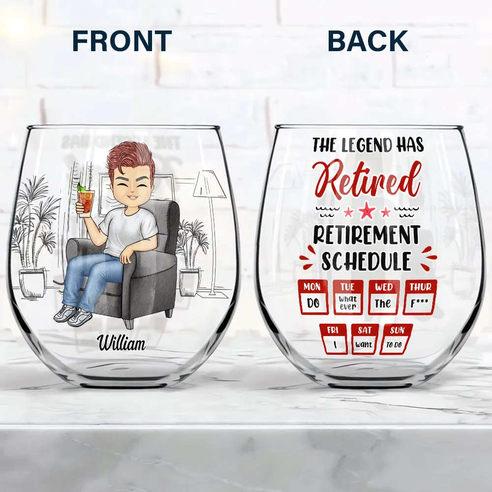 I Don't Give A Sip Retired - Personalized Stemless Wine Glass - Image 4