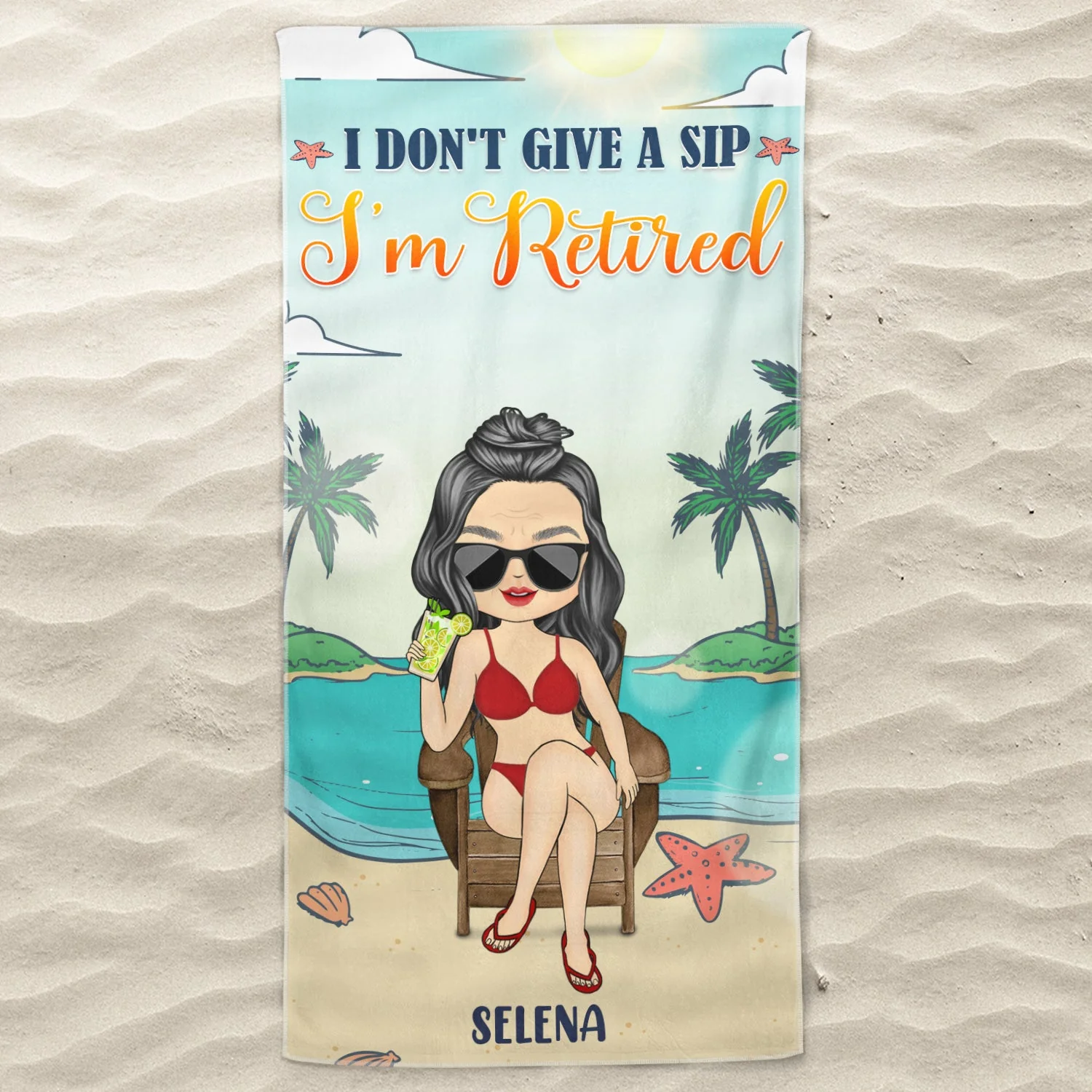 I Don't Want To I Don't Have To I'm Retired - Birthday, Retirement Gift For Yourself, Men, Women, Dad, Mom, Grandpa, Grandma, BFF Best Friends, Colleagues - Personalized Custom Beach Towel - Image 3