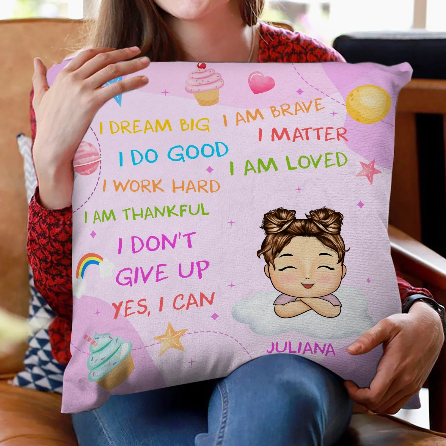 I Dream Big I Do Good - Gift For Granddaughter, Grandson, Kids - Personalized Pillow - Image 2