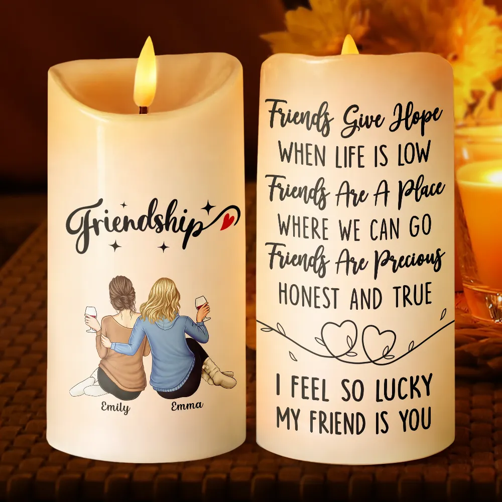 I Feel So Lucky My Friend Is You - Personalized Flameless LED Candle - Image 2