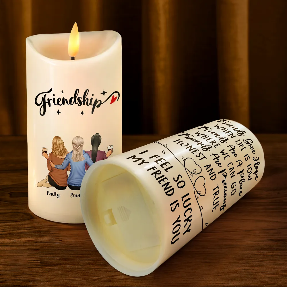 I Feel So Lucky My Friend Is You - Personalized Flameless LED Candle - Image 4