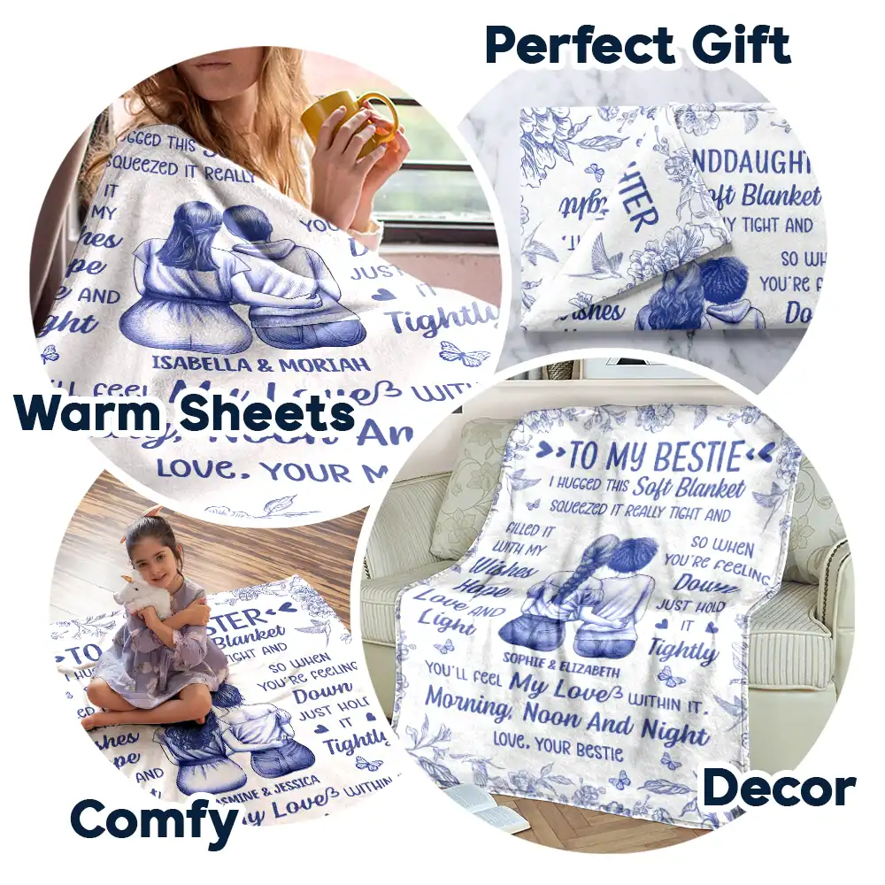 I Filled It With My Wishes Bestie Sister Toile - Personalized Fleece Blanket, Sherpa Blanket - Image 7