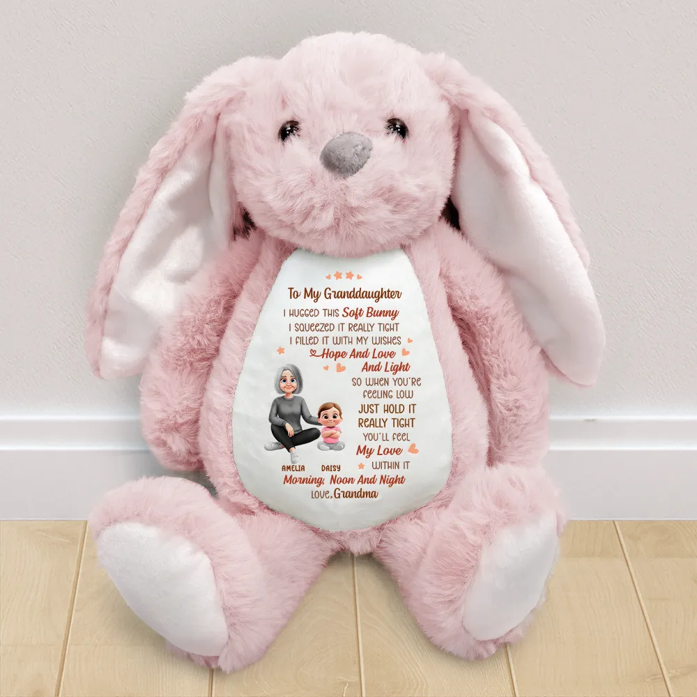 I Filled It With My Wishes Grandmother Granddaughter 3D Effect - Personalized Soft Toy Bunny - Image 2