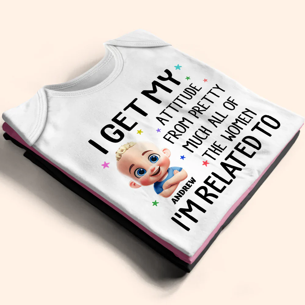 I Get My Attitude - Personalized Baby Onesie - Image 3