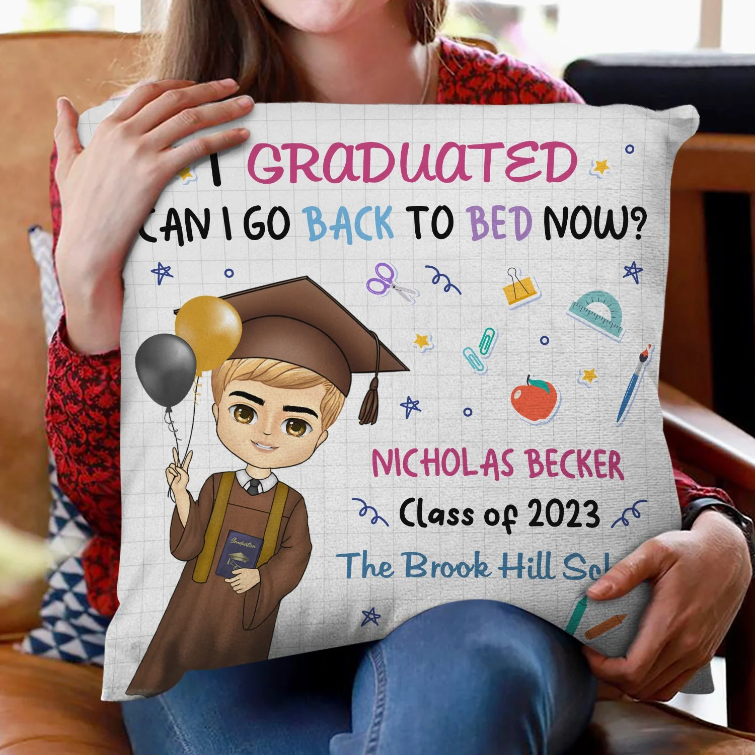 I Graduated Can I Go Back To Bed Now - Graduation Gift, Gift For Yourself - Personalized Pillow - Image 2