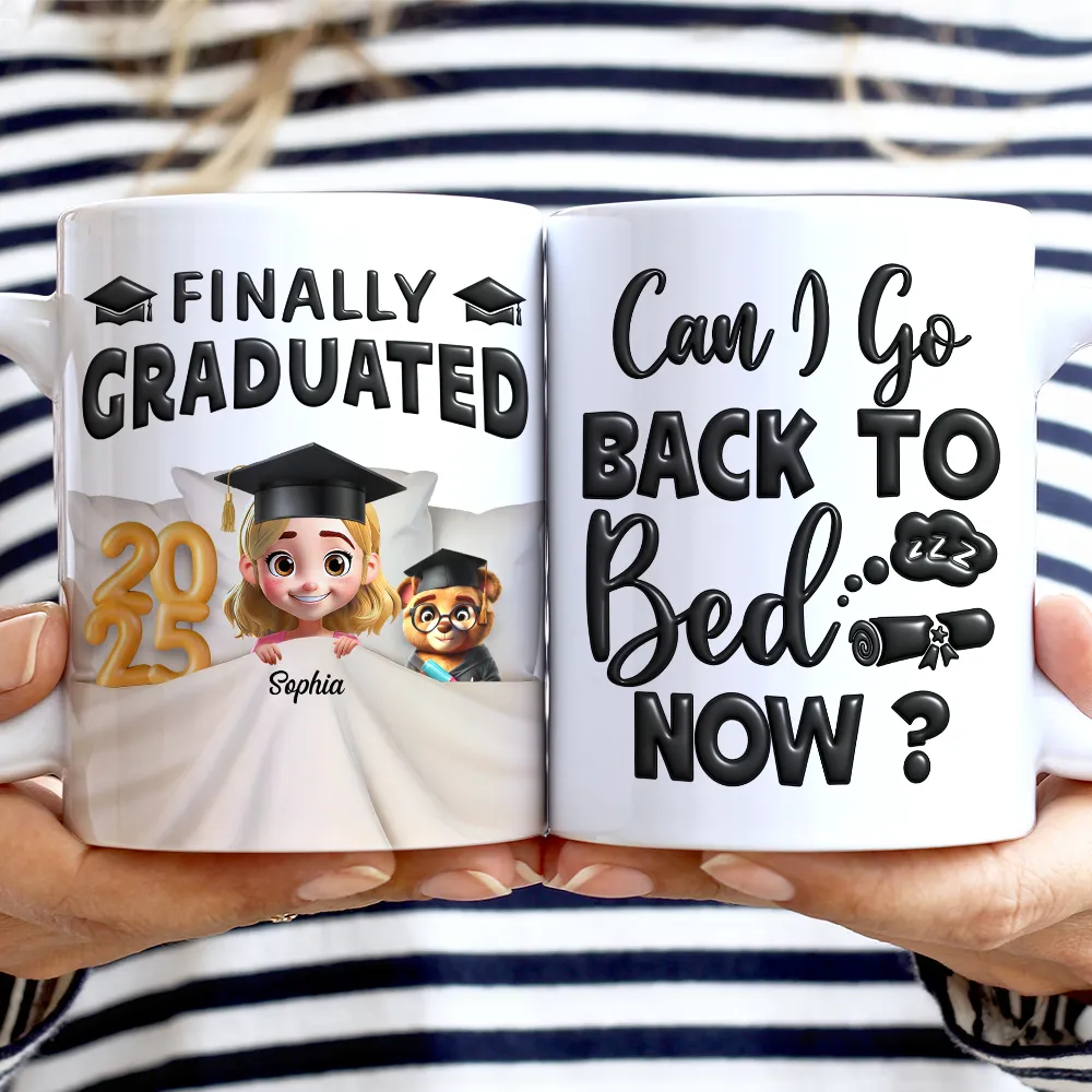 I Graduated! Can I Go Back To Bed Now - Personalized White Edge-to-Edge Mug - Image 2