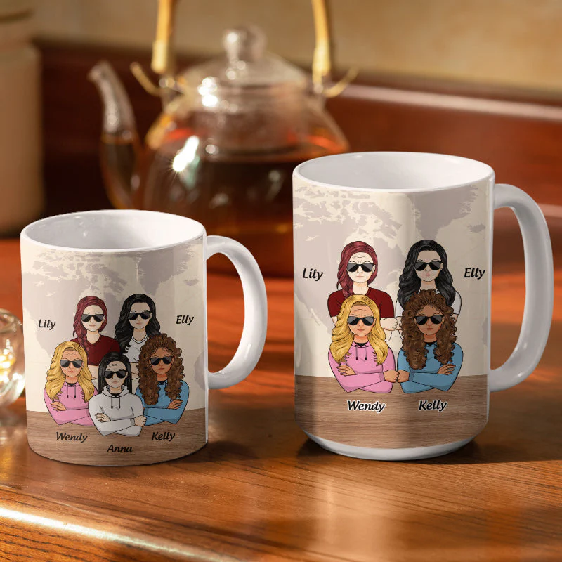 I Have Crazy Sisters - Gift For BFF - Personalized Custom White Edge-to-Edge Mug - Image 3