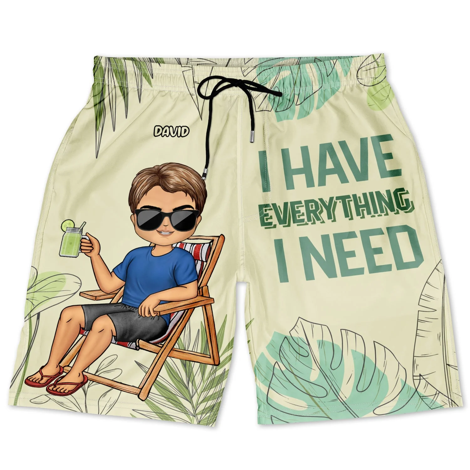 I Have Everything I Need - Gift For Couples, Husband, Wife, Boyfriend, Girlfriend - Personalized Couple Beach Shorts - Image 3