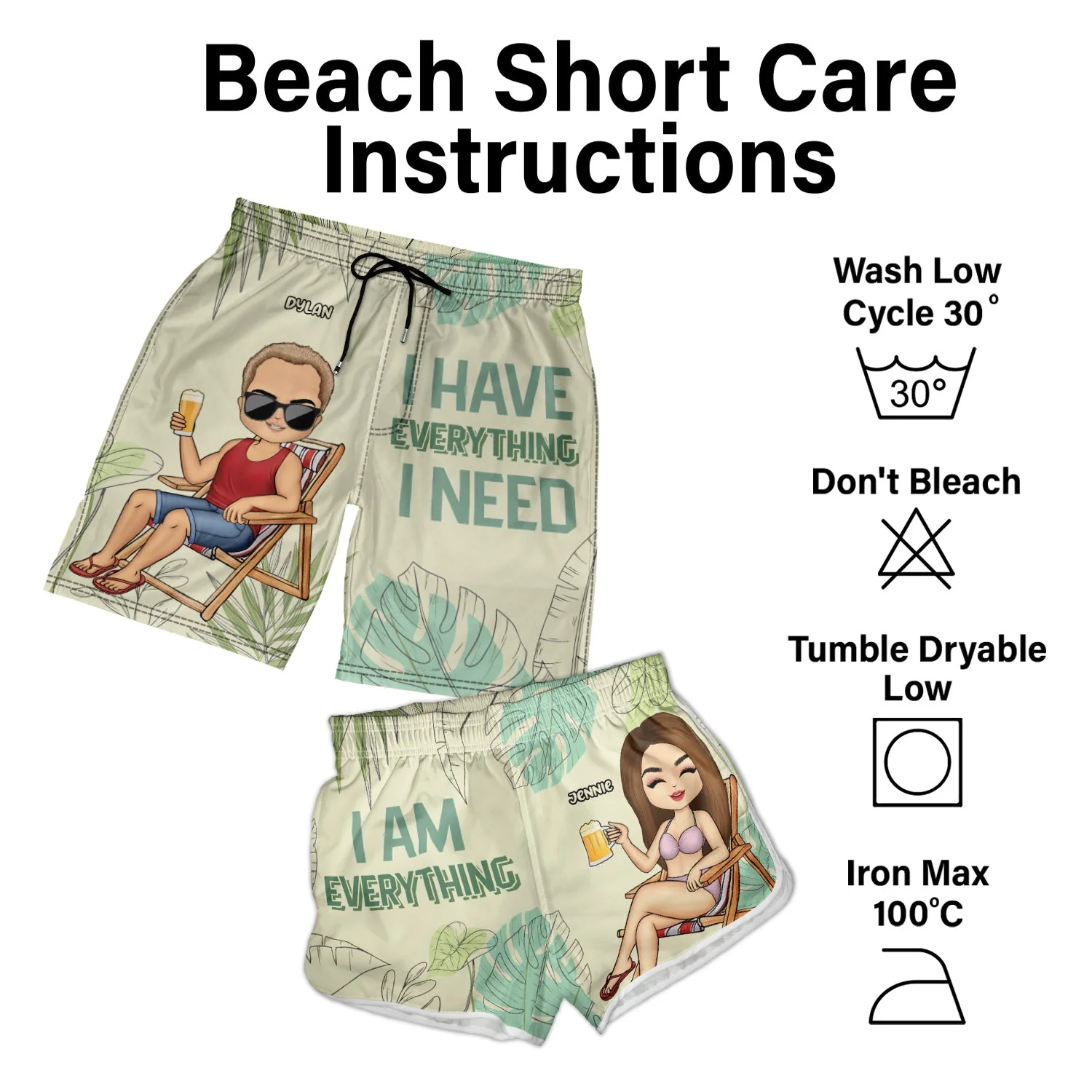 I Have Everything I Need - Gift For Couples, Husband, Wife, Boyfriend, Girlfriend - Personalized Couple Beach Shorts - Image 7
