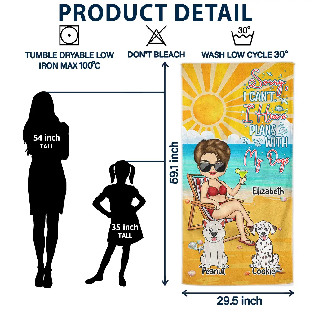 I Have Plans With My Dogs Summer Beach Vibes - Personalized Beach Towel - Image 6