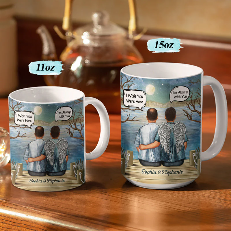 I Hide My Tears When I Say Your Name Couple - Memorial Gift - Personalized Custom White Edge-to-Edge Mug - Image 3