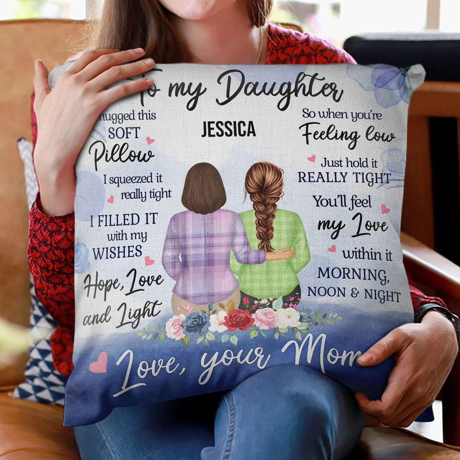 I Hug This Soft Pillow - Gift For Daughter - Personalized Custom Pillow - Image 2