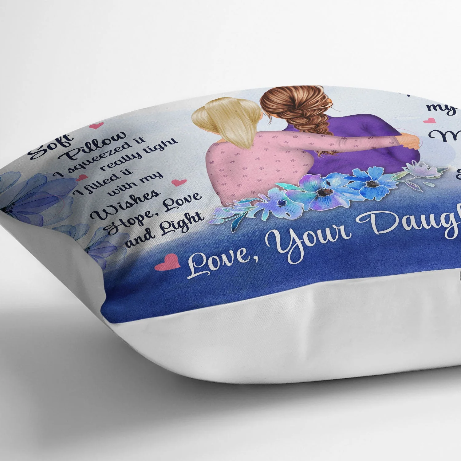 I Hugged This Soft Pillow Morning, Noon And Night Watercolor Style - Birthday, Loving Gift For Mom, Mother, Grandma, Grandmother, Daughter, Granddaughter - Personalized Custom Pillow - Image 3