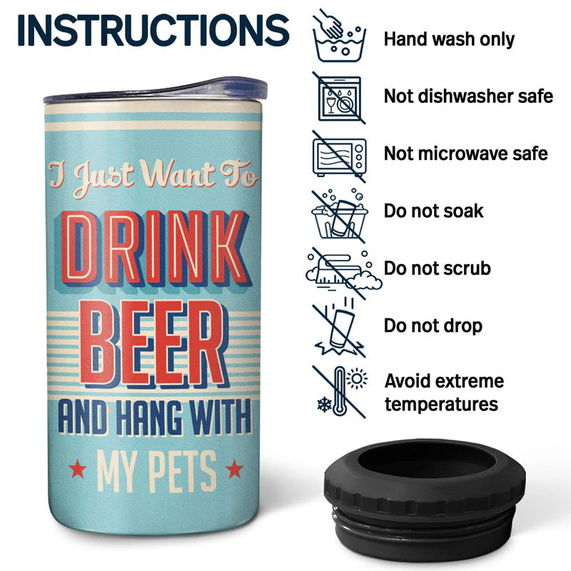 I Just Want To Drink Beer And Hang With My Dogs - Personalized 4 In 1 Can Cooler Tumbler - Image 5