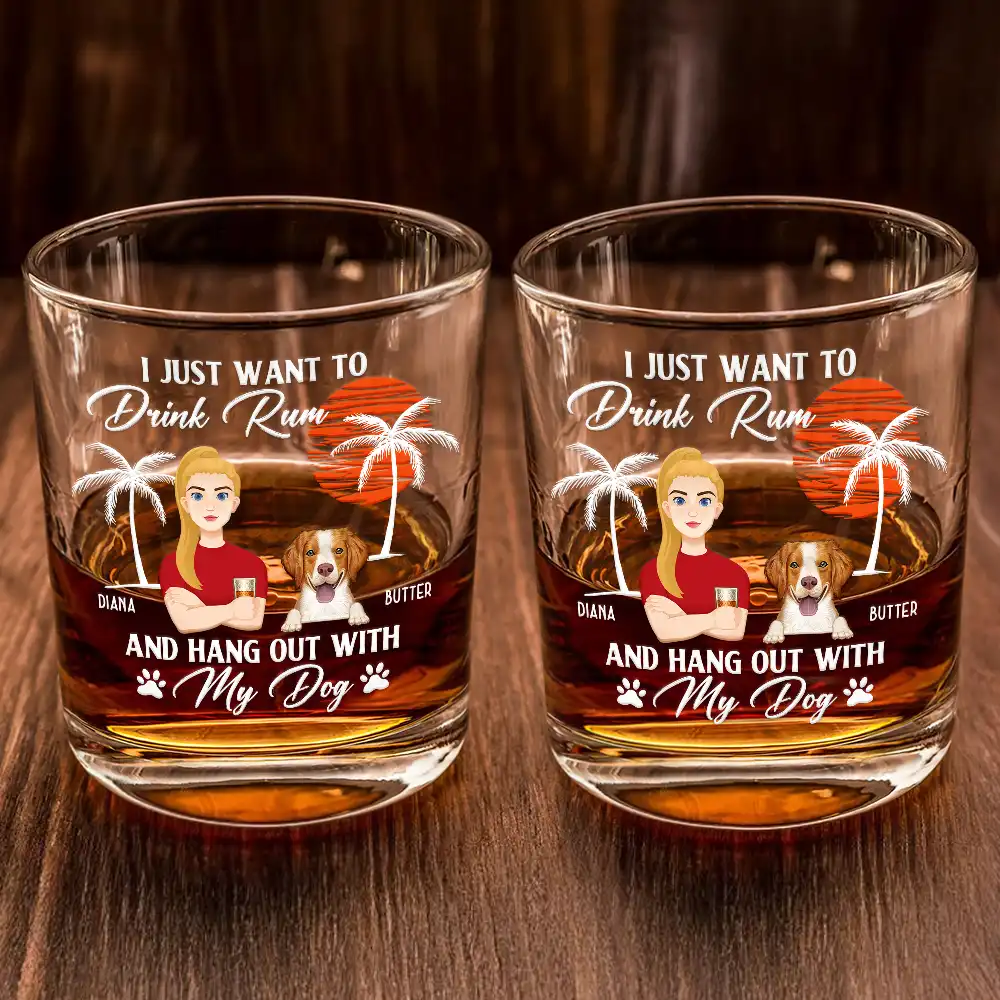 I Just Want To Drink - Personalized Whiskey Glass - Image 2
