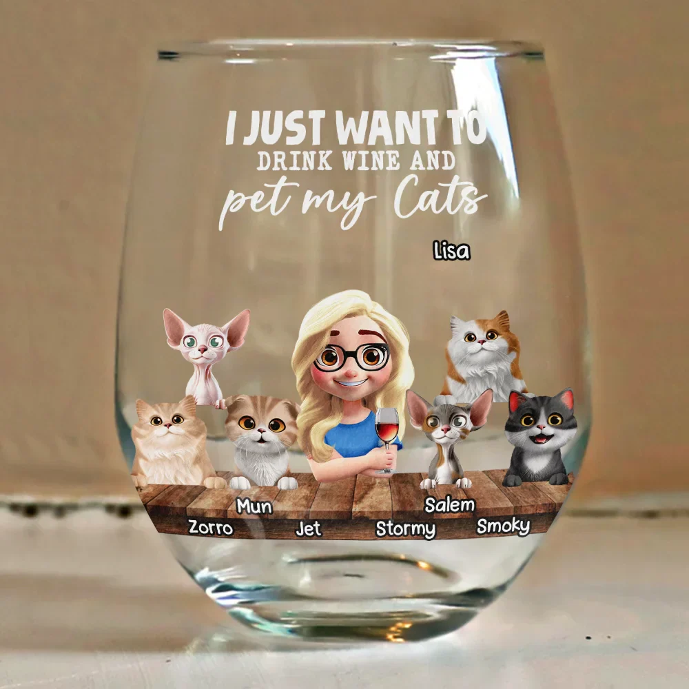 I Just Want To Drink Wine - Personalized Stemless Wine Glass - Image 4