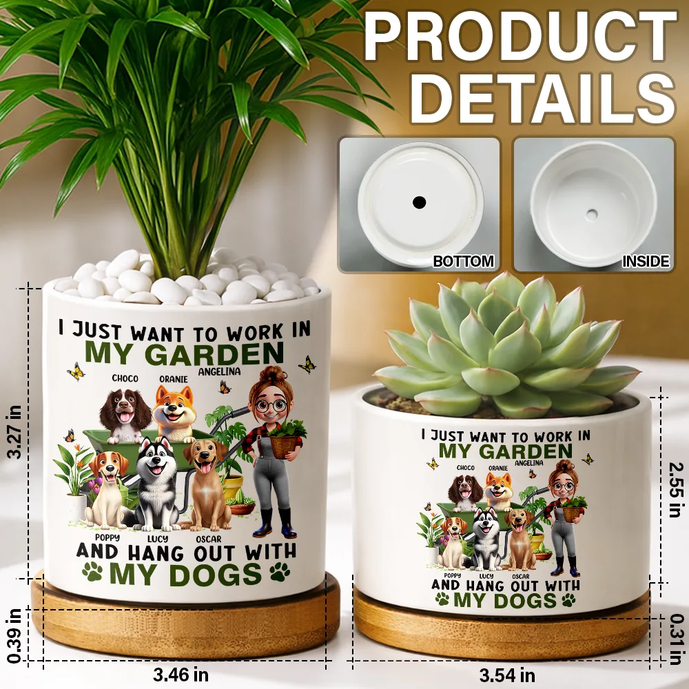 I Just Want To Work In My Garden - Personalized Ceramic Plant Pot - Image 5