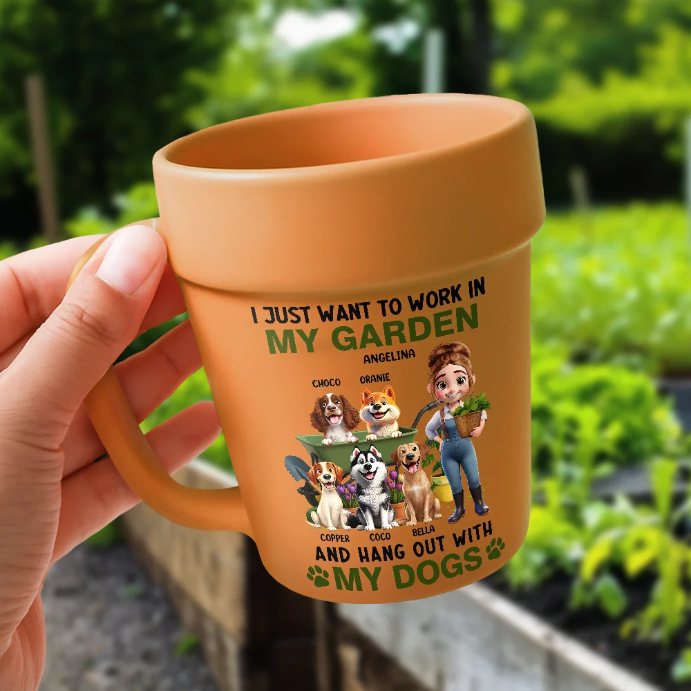 I Just Want To Work In My Garden - Personalized Plant Pot Ceramic Mug - Image 5