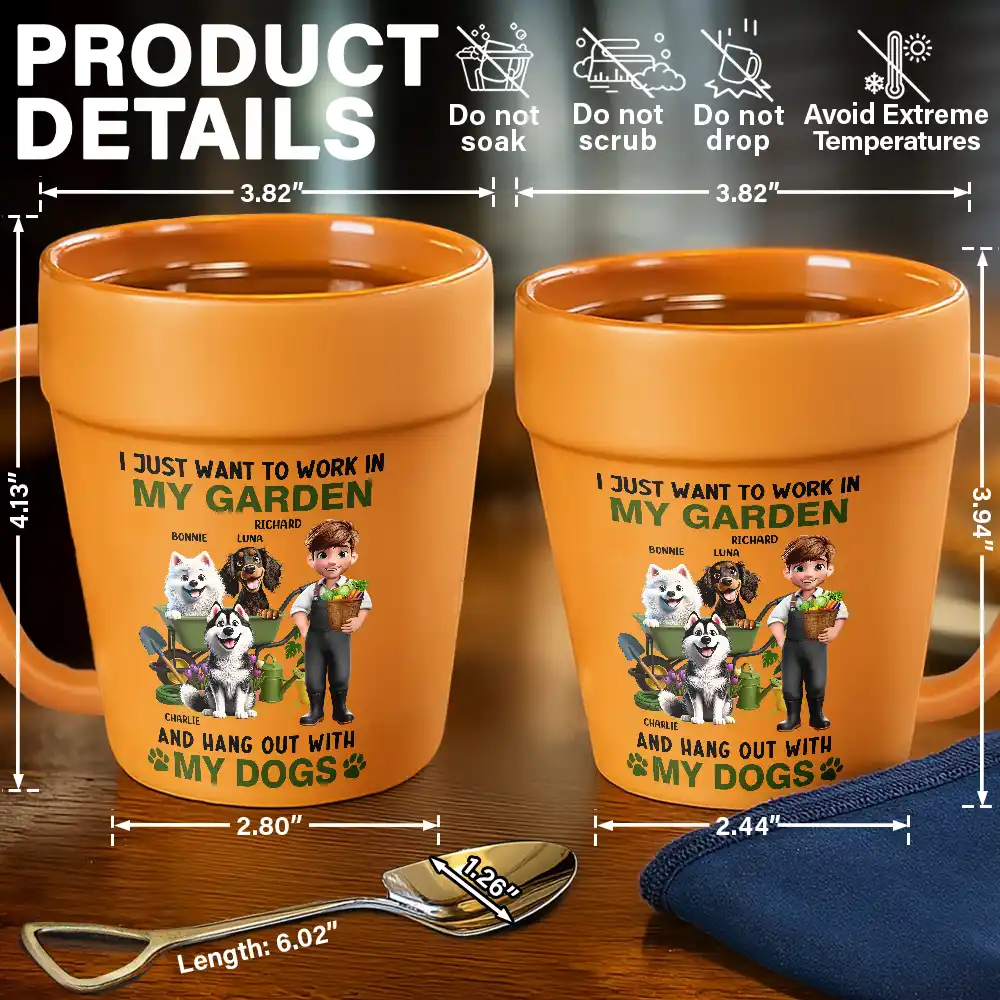 I Just Want To Work In My Garden - Personalized Plant Pot Ceramic Mug - Image 6