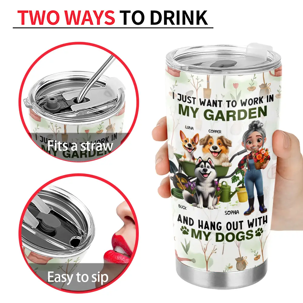 I Just Want To Work In My Garden - Personalized Tumbler - Image 3