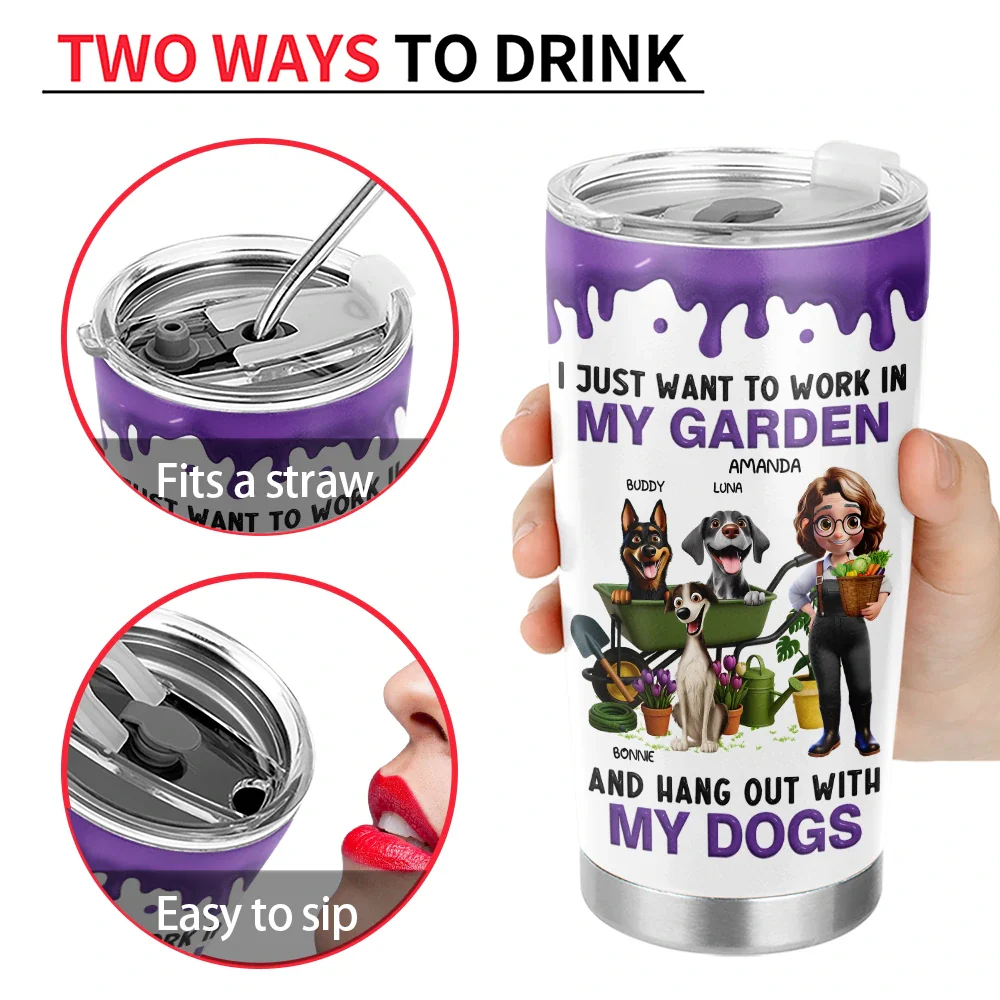 I Just Want To Work In My Garden - Personalized Tumbler - Image 4