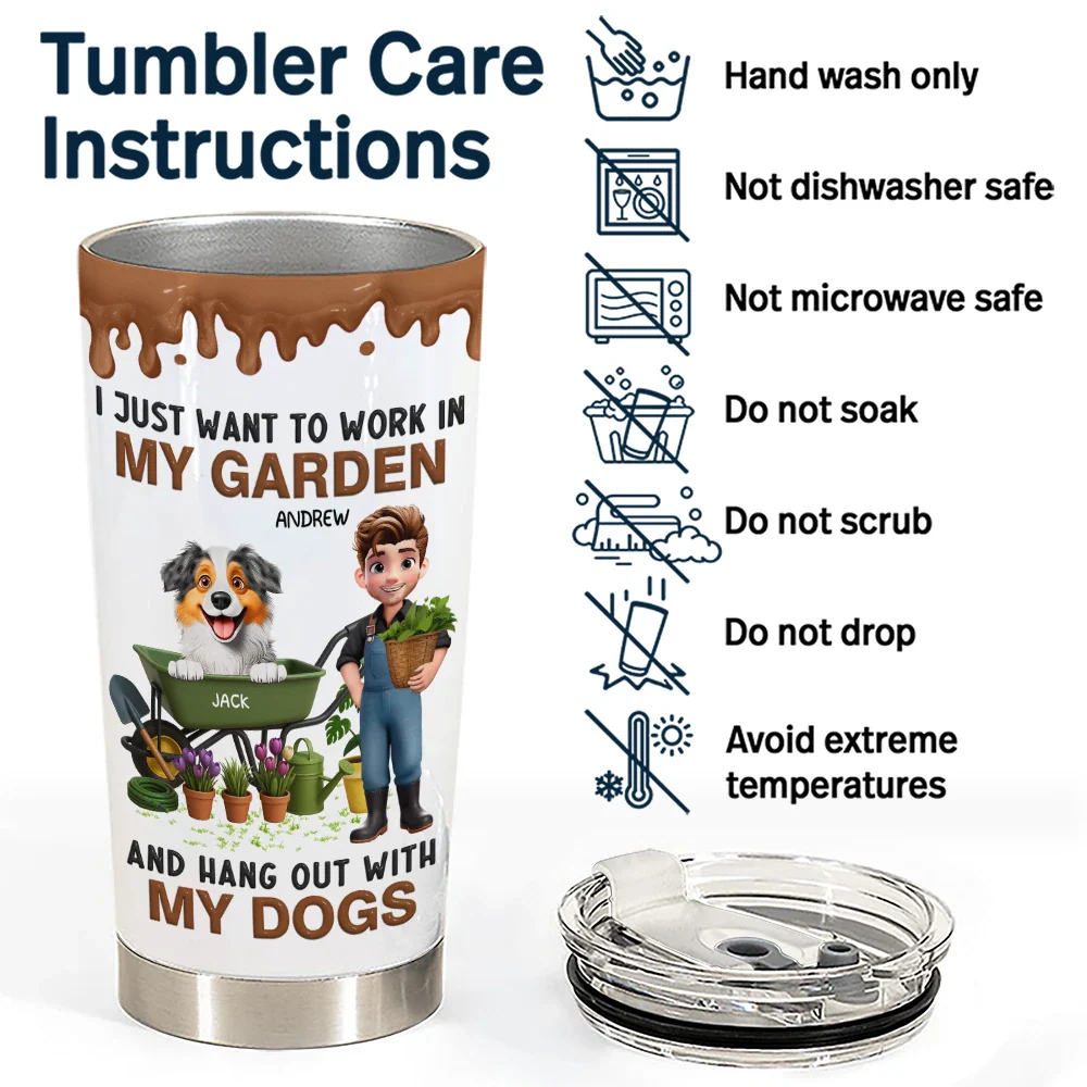 I Just Want To Work In My Garden - Personalized Tumbler - Image 5