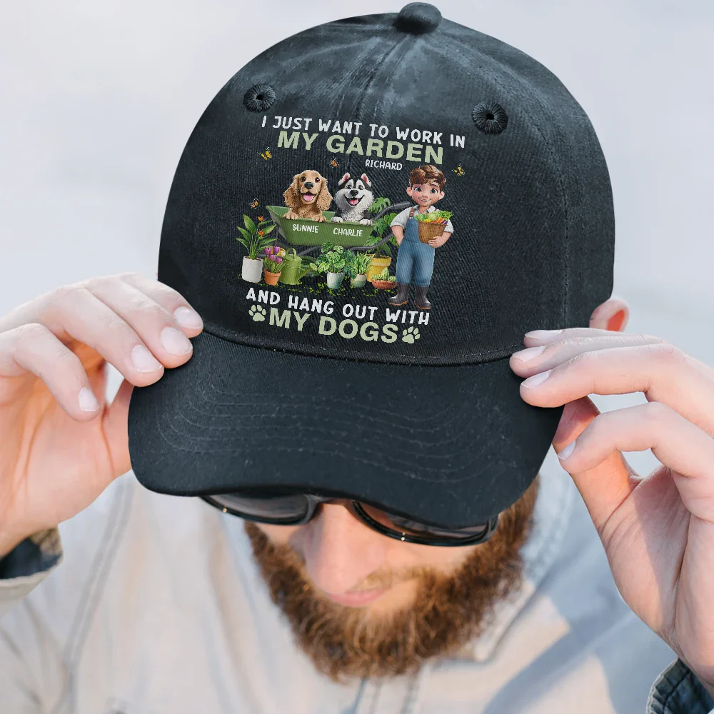 I Just Want To Work In My Garden - Personalized Vintage Washed Denim Cap - Image 2