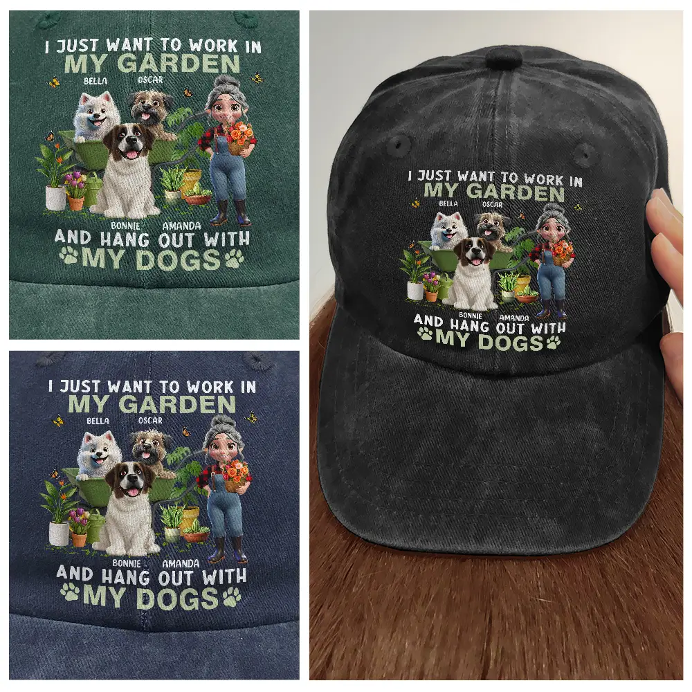 I Just Want To Work In My Garden - Personalized Vintage Washed Denim Cap - Image 4