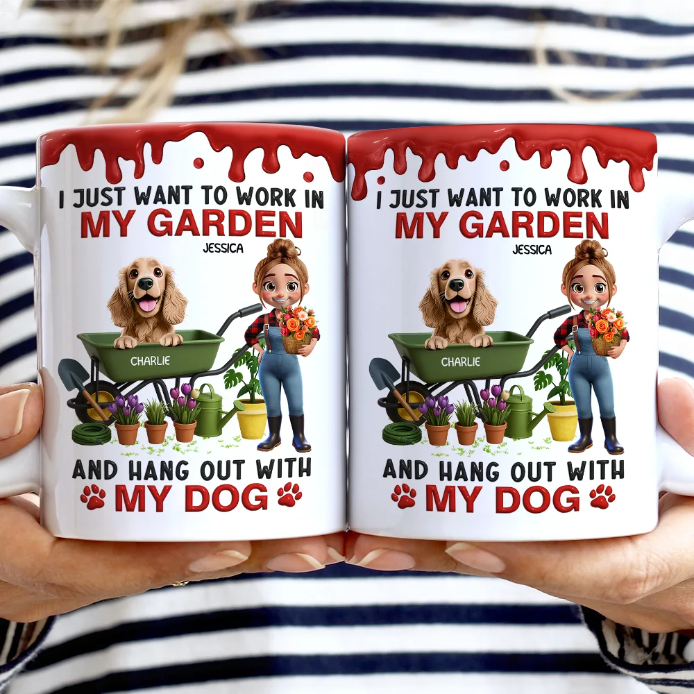I Just Want To Work In My Garden - Personalized White Edge-to-Edge Mug - Image 2