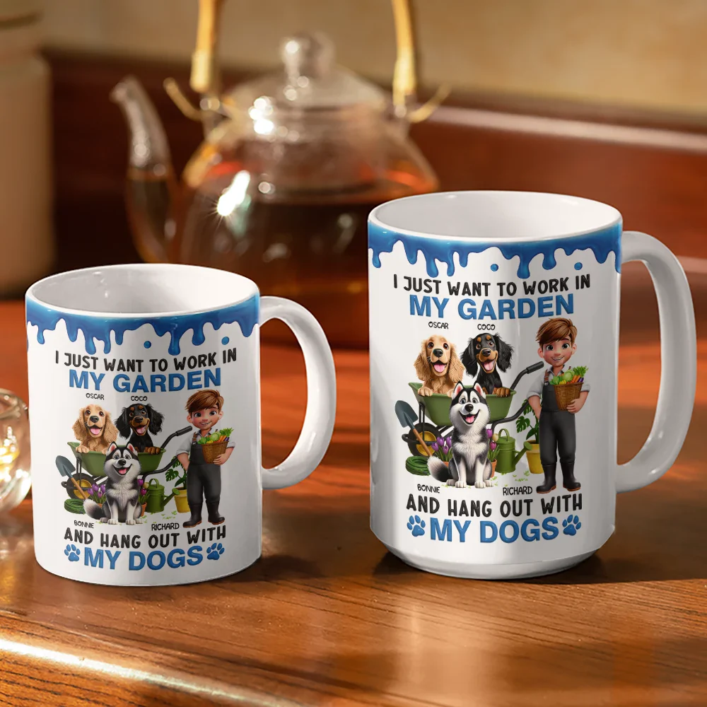 I Just Want To Work In My Garden - Personalized White Edge-to-Edge Mug - Image 3