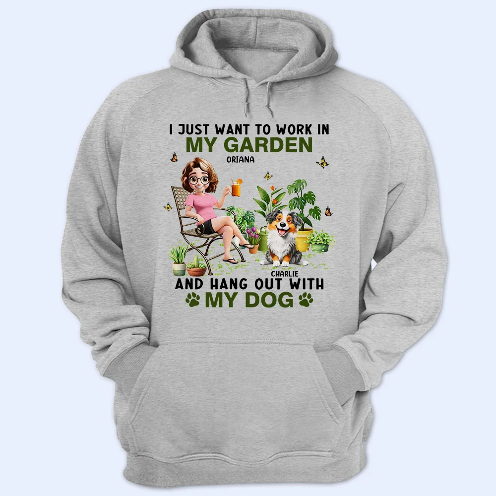 I Just Want To Work In My Garden With My Dogs - Personalized T Shirt - Image 4