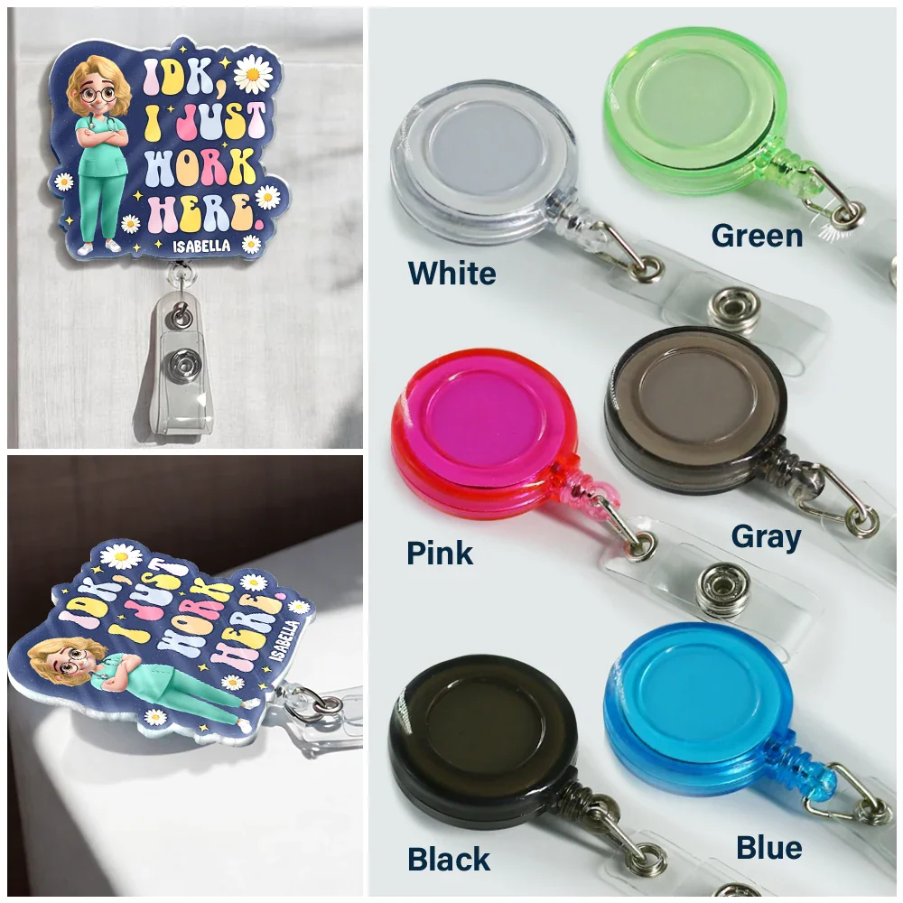 I Just Work Here Nurse - Personalized Badge Reel - Image 3