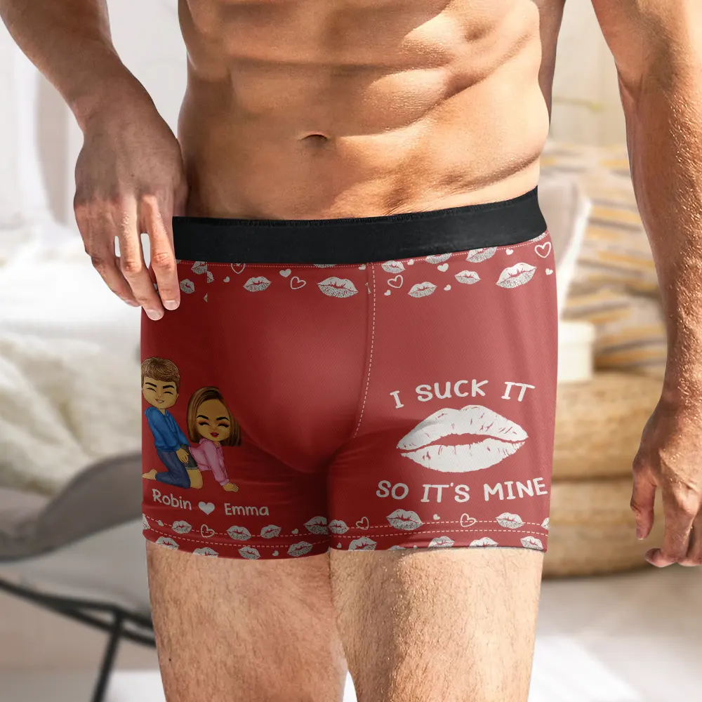 I Licked It So It's Mine Funny Couple - Personalized Men's Boxer Briefs - Image 5
