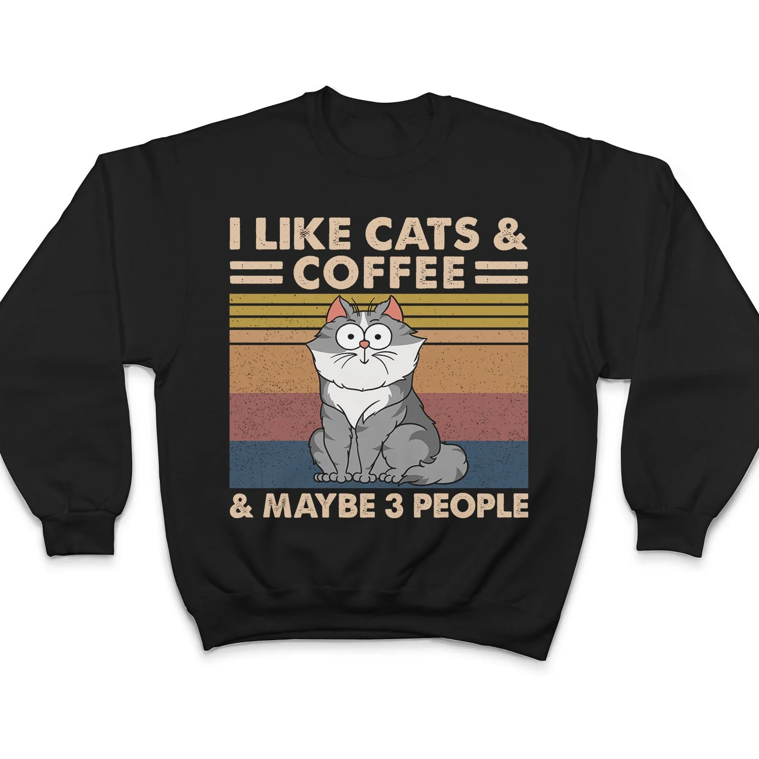 I Like Cats & Alcohol And Maybe 3 People Funny Cartoon Cat - Gift For Cat Lovers - Personalized T Shirt - Image 5