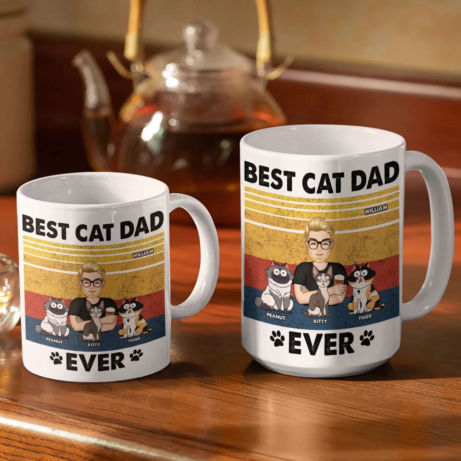 I Like My Cat & Coffee And Maybe 3 People - Gift For Cat Lovers - Personalized White Edge-to-Edge Mug - Image 3