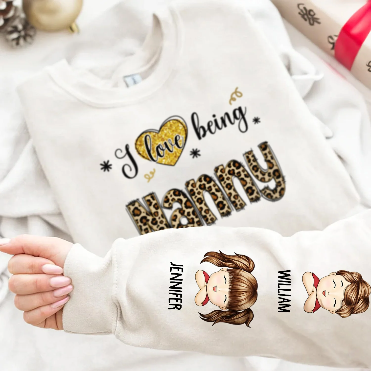 I Love Being Grandma - Gift For Grandma - Personalized Unisex Sweatshirt With Design On Sleeve - Image 3