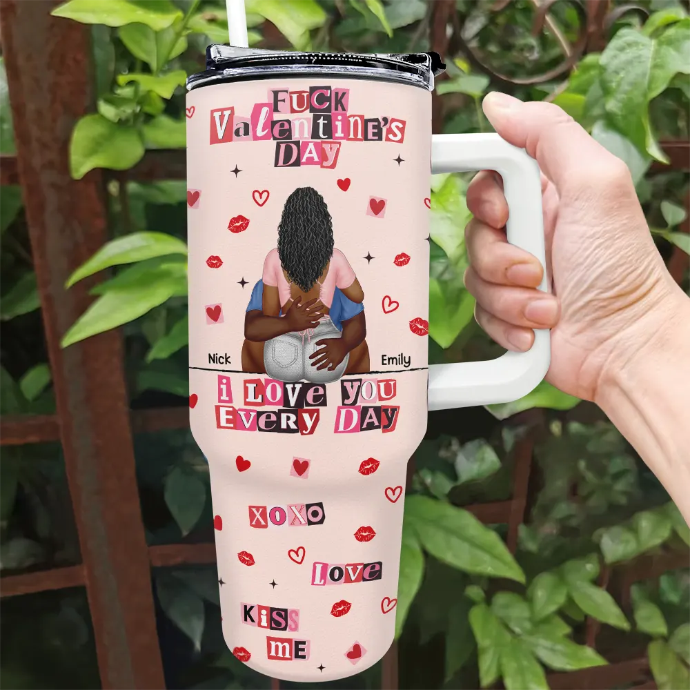 I Love You Every Day Ransom Note Style - Personalized 40oz Tumbler With Straw - Image 2