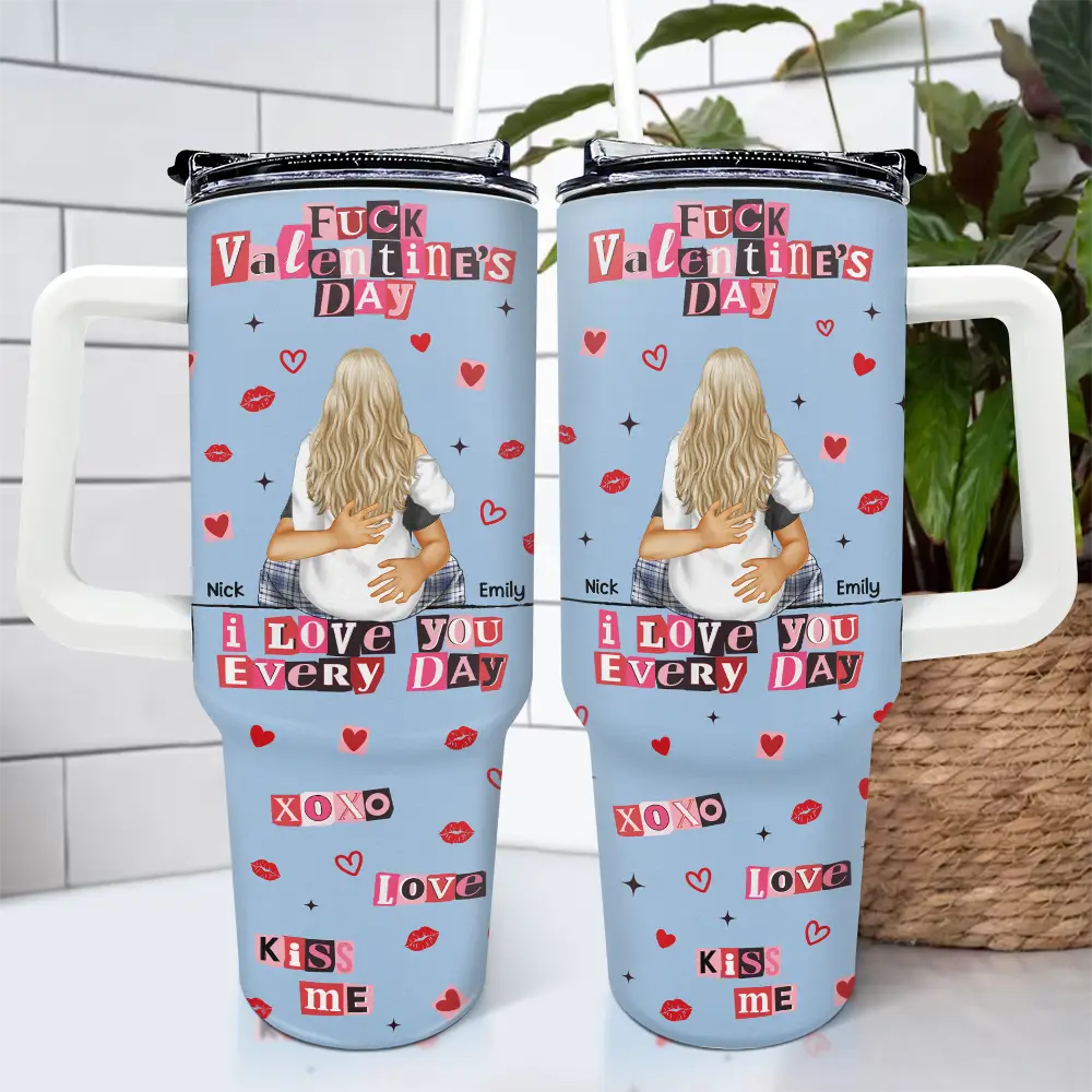 I Love You Every Day Ransom Note Style - Personalized 40oz Tumbler With Straw - Image 4