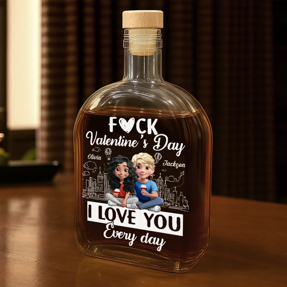 I Love You Everyday 3D Effect Couple - Personalized Whiskey Bottle - Image 2