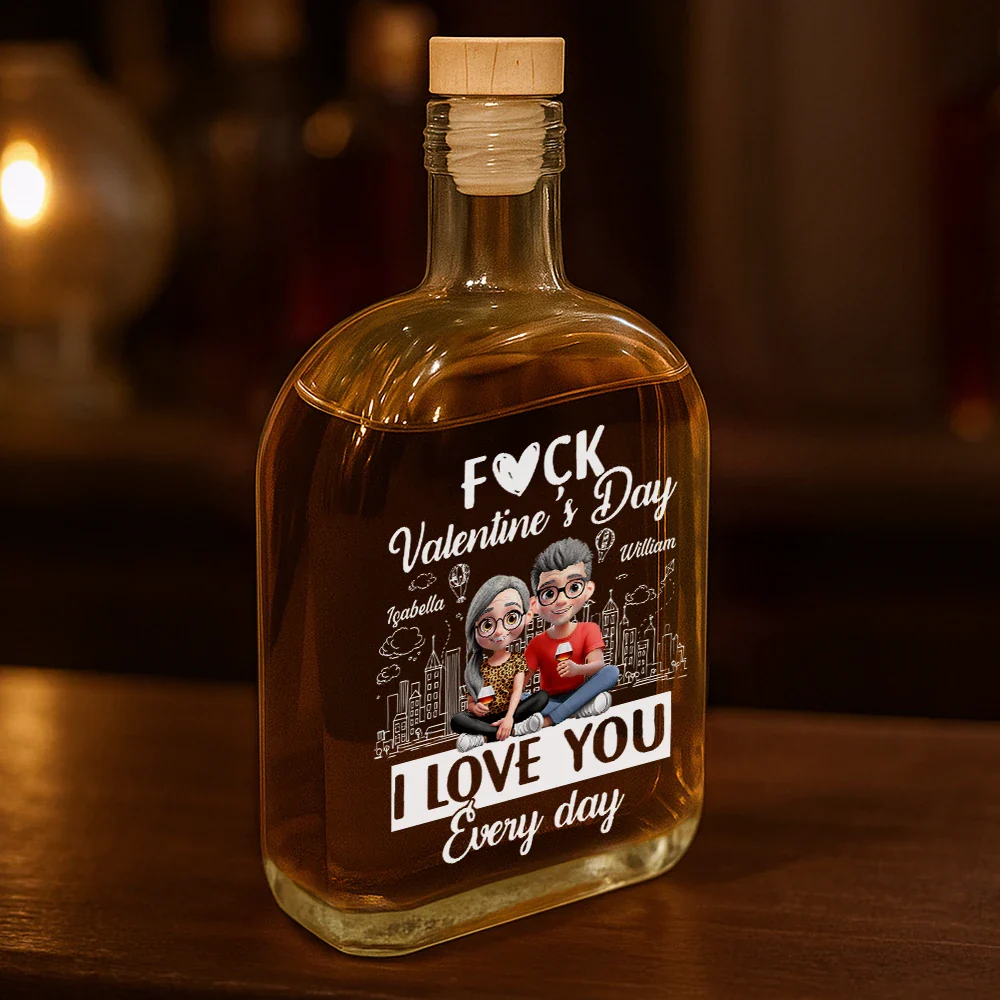 I Love You Everyday 3D Effect Couple - Personalized Whiskey Bottle - Image 3