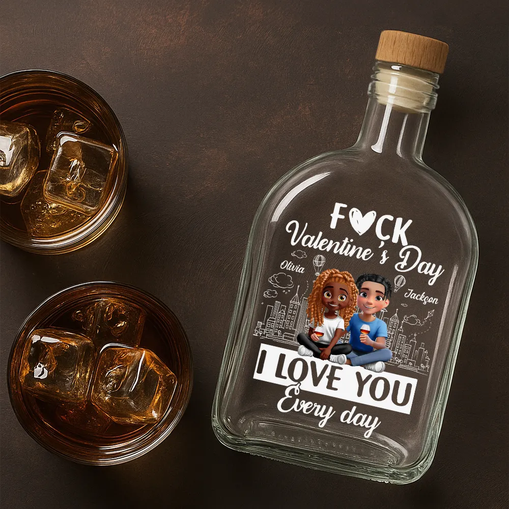 I Love You Everyday 3D Effect Couple - Personalized Whiskey Bottle - Image 4