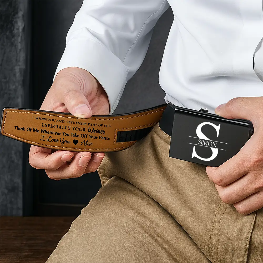 I Love You For Who You Are Gift For Husband Boy Friend - Personalized Leather Belt With Engraved Buckle - Image 6