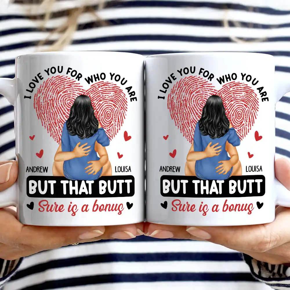 I Love You For Who You Are Hugging Couple - Personalized Mug - Image 3