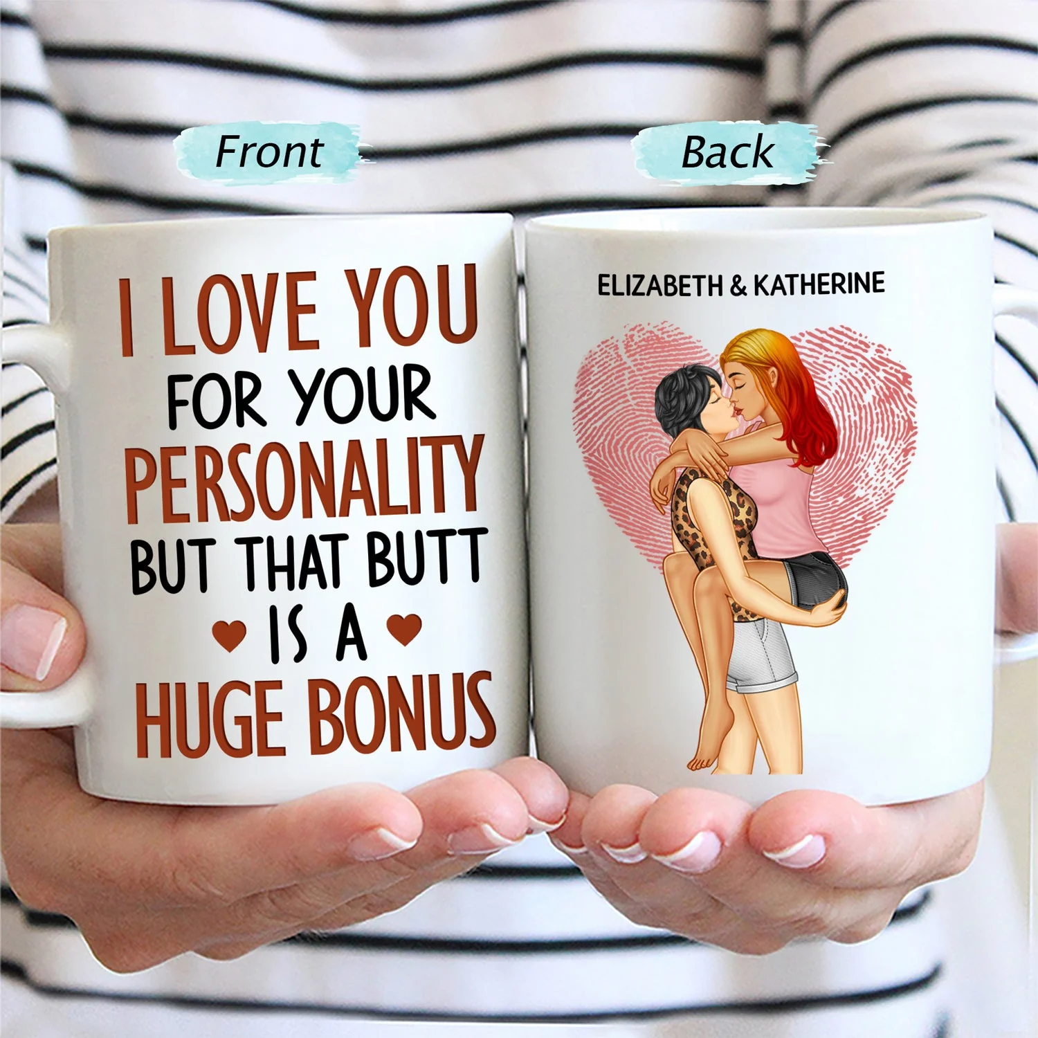 I Love You For Your Personality Kissing Couple - Anniversary, Vacation, Funny Gift For Couples, Family - Personalized Mug - Image 2